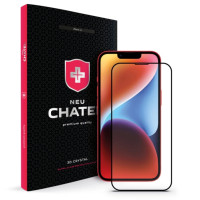 Защитное стекло iPhone 13/13 Pro/14/16e + NEU Chatel Corning Gorilla Glass with Mesh, Front Black