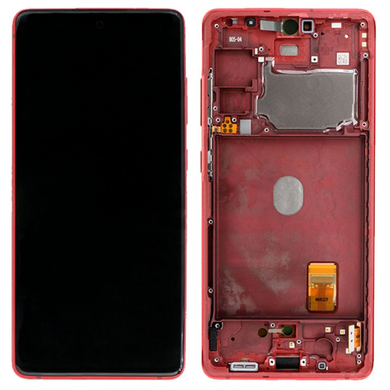 Дисплей Samsung G780 Red S20 FE (GH82-24219E) сервисный оригинал в сборе с рамкой