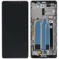 Дисплей Sony i3312 Xperia L3 /i3322 /i4312 /i4332 черный с рамкой серебристого цвета, REF (переклеенное стекло)