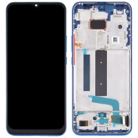 Дисплей Xiaomi Mi 10 Lite черный, OLED, с рамкой синего цвета, Aurora Blue