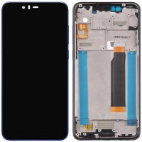 Дисплей (екран) Nokia 5.1 Plus /X5 2018 чорний, оригінал PRC з рамкою синього кольору, Baltic sea Blue