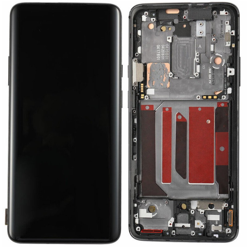 Дисплей OnePlus 7 Pro /7T Pro черный, Amoled, оригинал PRC с рамкой серого цвета, Mirror Grey