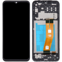 Дисплей Samsung A145 Galaxy A14 4G черный, желтый шлейф, оригинал, сервисная упаковка, с рамкой, GH81-23540A