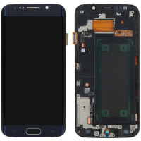 Дисплей Samsung G925 Galaxy S6 Edge синий, Black Sapphire, Amoled, REF, с рамкой
