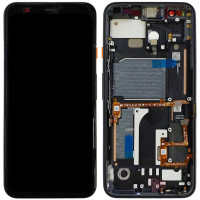 Дисплей (екран) Google Pixel 4, P-OLED, оригінал PRC з рамкою, Clearly White (помаранчева кнопка)