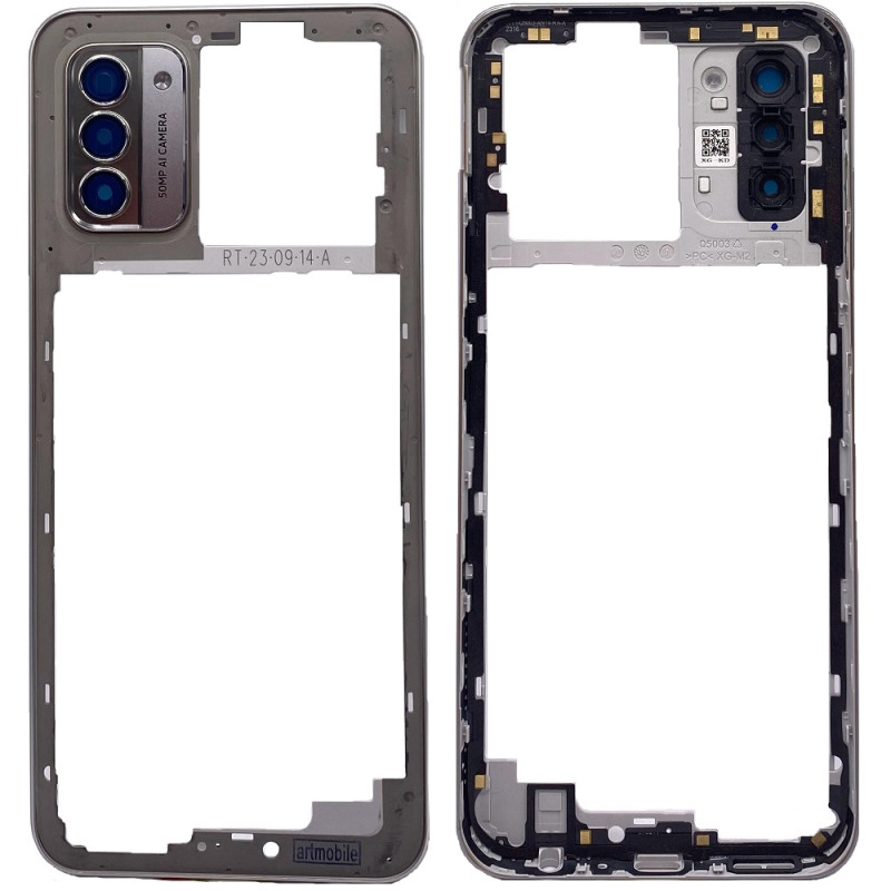 Рамка корпуса Nokia G42 серая, Gray + стекло камеры