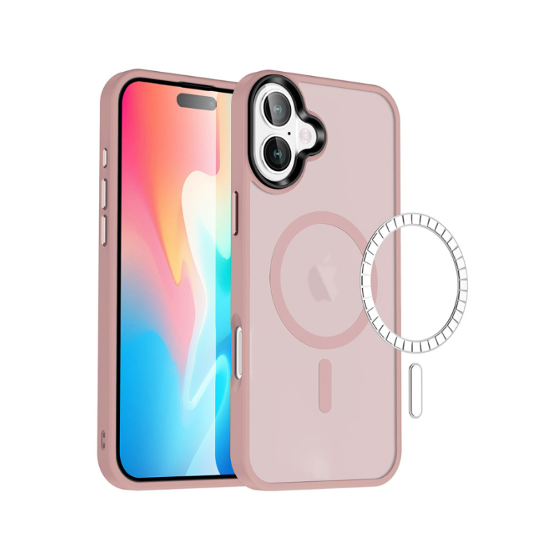 Чехол iPhone 16 Plus (6.7) TPU+PC Metal Buttons with MagSafe Pink