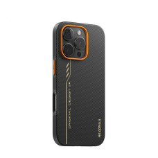 Чехол iPhone 16 Pro Max BL032 Blueo Fully Wrapped Aramid Fiber Magnetic Series Orange/Black