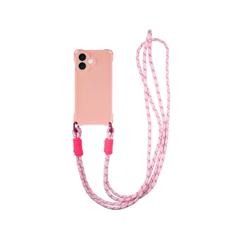 Чохол iPhone 16 (6.1) TPU CrossBody with straps Pink