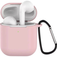 Чехол AirPods 1/2 Silicone case Full Light Pink