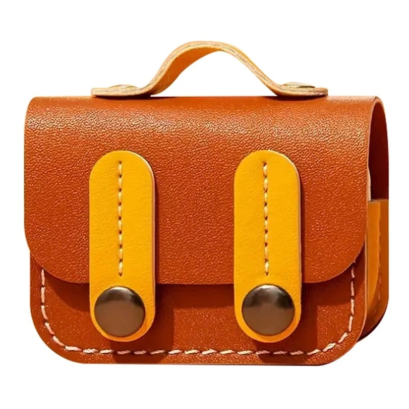 Чехол AirPods 4 Leather Case Briefcase Brown/Yellow