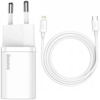 СЗУ Baseus Super Silicone PD Charger 20W (1Type-C) + With Cable Type-C to Lightning White