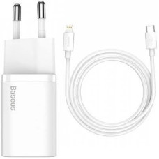 МЗП Baseus Super Silicone PD Charger 20W (1Type-C) + With Cable Type-C to Lightning White