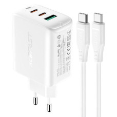 МЗП Acefast A13 2xUSB-C + USB-A 65w + кабель USB-C to USB-C White