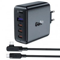 СЗУ Acefast A37 3xUSB-C + USB-A + кабель USB-C to USB-C 100w Black