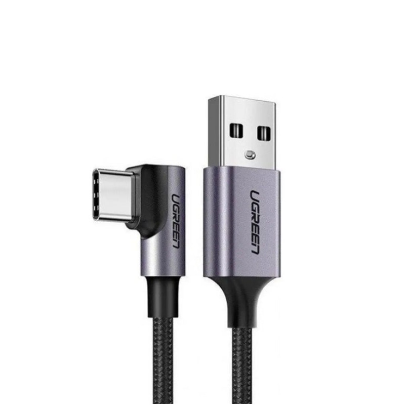 Кабель UGREEN US284 Right Angle USB-A to USB-C Cable 1m Space Gray