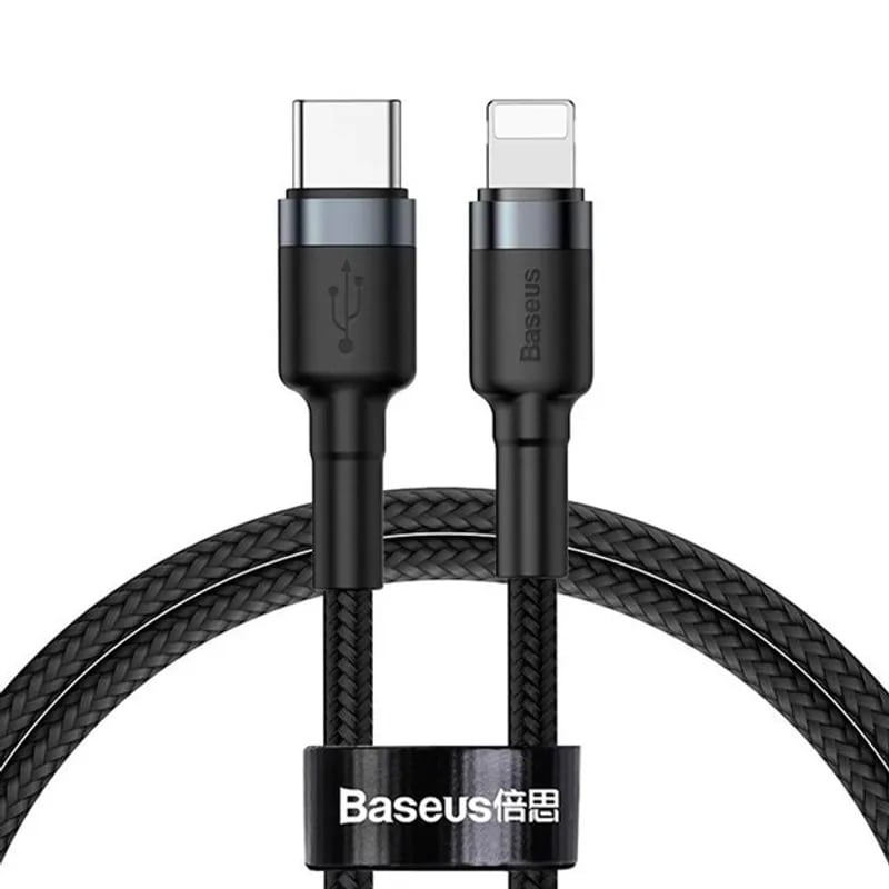 Кабель Baseus Cafule Cable Type-C to iP PD 18W 1m Gray+Black
