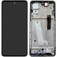 Дисплей Motorola XT2203 Edge 30 черный, Amoled, оригинал PRC, с рамкой синего цвета, Meteor Grey