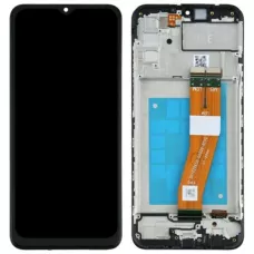 Дисплей Samsung A025G Black A02s 2021 (GH82-20181A) сервисный оригинал в сборе с рамкой (163 х 72 mm)