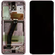 Дисплей Samsung G980 Cloud Pink S20 (GH82-22123С) сервисный оригинал в сборе с рамкой