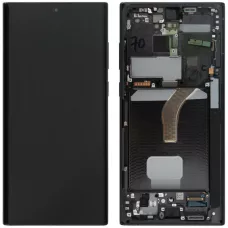 Дисплей Samsung S908 Black S22 Ultra сервисный оригинал в сборе с рамкой