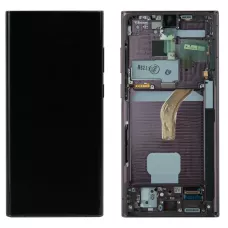 Дисплей Samsung S908 Phantom Burgundy S22 Ultra сервисный оригинал в сборе с рамкой