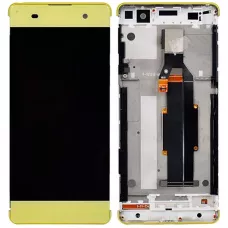 Дисплей Sony F3111 Xperia XA/F3112/F3113/F3115/F3116 золотистый, Lime Gold, оригинал PRC с рамкой
