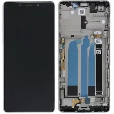 Дисплей Sony i3312 Xperia L3 /i3322 /i4312 /i4332 черный с рамкой серебристого цвета, REF (переклеенное стекло)