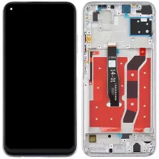 Дисплей Huawei P40 Lite 4G черный, с рамкой серебристого цвета, Light Pink / Blue