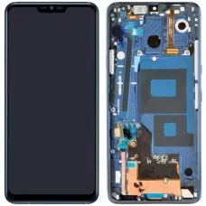 Дисплей LG G710 G7 ThinQ черный, оригинал PRC с рамкой синего цвета, New Moroccan Blue