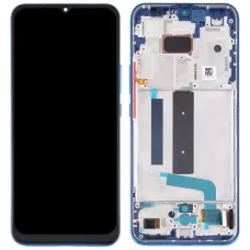 Дисплей Xiaomi Mi 10 Lite черный, OLED, с рамкой синего цвета, Aurora Blue