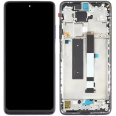Дисплей Xiaomi Mi 10T Lite / Redmi Note 9 Pro 5G черный, Service Pack Original, Х-205, с рамкой синего цвета