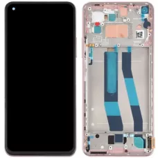Дисплей Xiaomi Mi 11 Lite/Xiaomi 11 Lite 5G NE черный, Tianma, Amoled, REF, с рамкой розового цвета, Peach