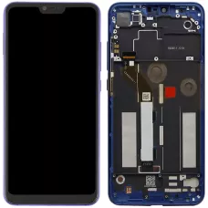 Дисплей Xiaomi Mi 8 Lite черный, с рамкой синего цвета, Aurora Blue