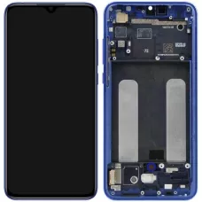 Дисплей Xiaomi Mi 9 Lite/Mi CC9 черный, OLED, с рамкой синего цвета, Aurora Blue