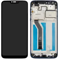 Дисплей Motorola XT1955-5-6 Moto G7 Power черный, USA Version, 156mm, с рамкой синего цвета, Marine Blue