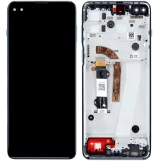 Дисплей Motorola XT2125 Moto G100 черный, оригинал PRC с рамкой синего цвета, Iridescent Ocean