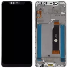 Дисплей Nokia 5.1 Plus /X5 2018 черный, оригинал PRC с рамкой белого цвета, Glacier White