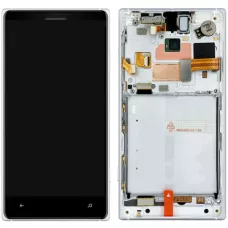 Дисплей Nokia 830 Lumia черный, оригинал PRC с рамкой серебристого цвета