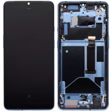 Дисплей OnePlus 7T черный, Amoled, REF, с рамкой синего цвета, Glacier Blue