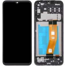 Дисплей Samsung A145 Galaxy A14 4G черный, желтый шлейф с рамкой