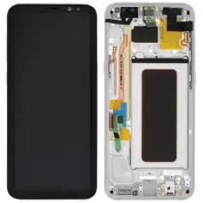 Дисплей Samsung G955 Galaxy S8+ черный, OLED, с рамкой серебристого цвета, Arctic Silver