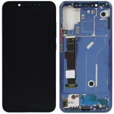 Дисплей Xiaomi Mi 8 черный, OLED, с рамкой синего цвета