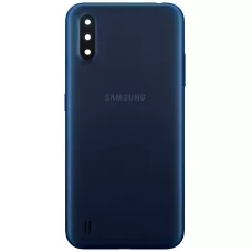 Задняя крышка Samsung A015 Galaxy A01 синяя, оригинал PRC + стекло камеры