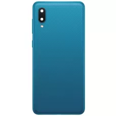 Задняя крышка Samsung A022 Galaxy A02 синяя + стекло камеры