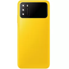 Задняя крышка Xiaomi Poco M3 желтая, Poco Yellow, оригинал PRC + стекло камеры