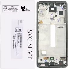 Дисплей Samsung A528 Galaxy A52s 5G черный, Amoled, оригинал, сервисная упаковка, с рамкой зеленого цвета, Awesome Mint, GH82-26863E