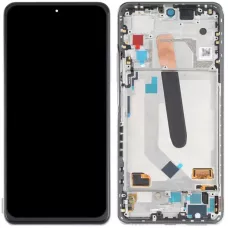 Дисплей Xiaomi Mi 11i /Mi 11X /Mi 11X Pro /Redmi K40 /K40 Pro Plus черный, OLED, с рамкой голубого цвета, Celestial Silver/Aurora