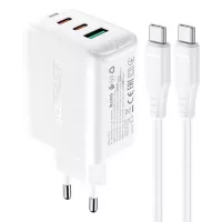 МЗП Acefast A13 2xUSB-C + USB-A 65w + кабель USB-C to USB-C White