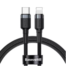 Кабель Baseus Cafule Cable Type-C to iP PD 18W 1m Gray+Black